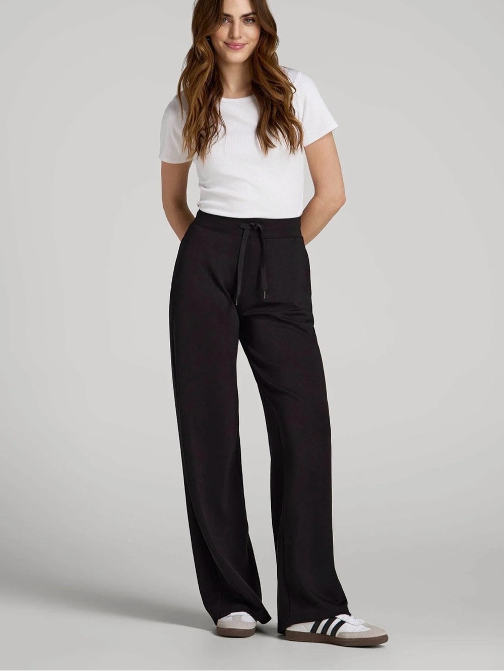 NWT American Tall Tie-Waist Wide-Leg Pants in Black Size XL Extra Tall (16-18)